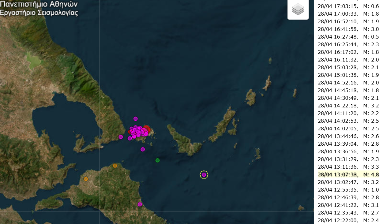 Τριάντα σήμερα και συνεχίζονται οι σεισμικές δονήσεις στη Σκιάθο μέχρι και το Πήλιο
