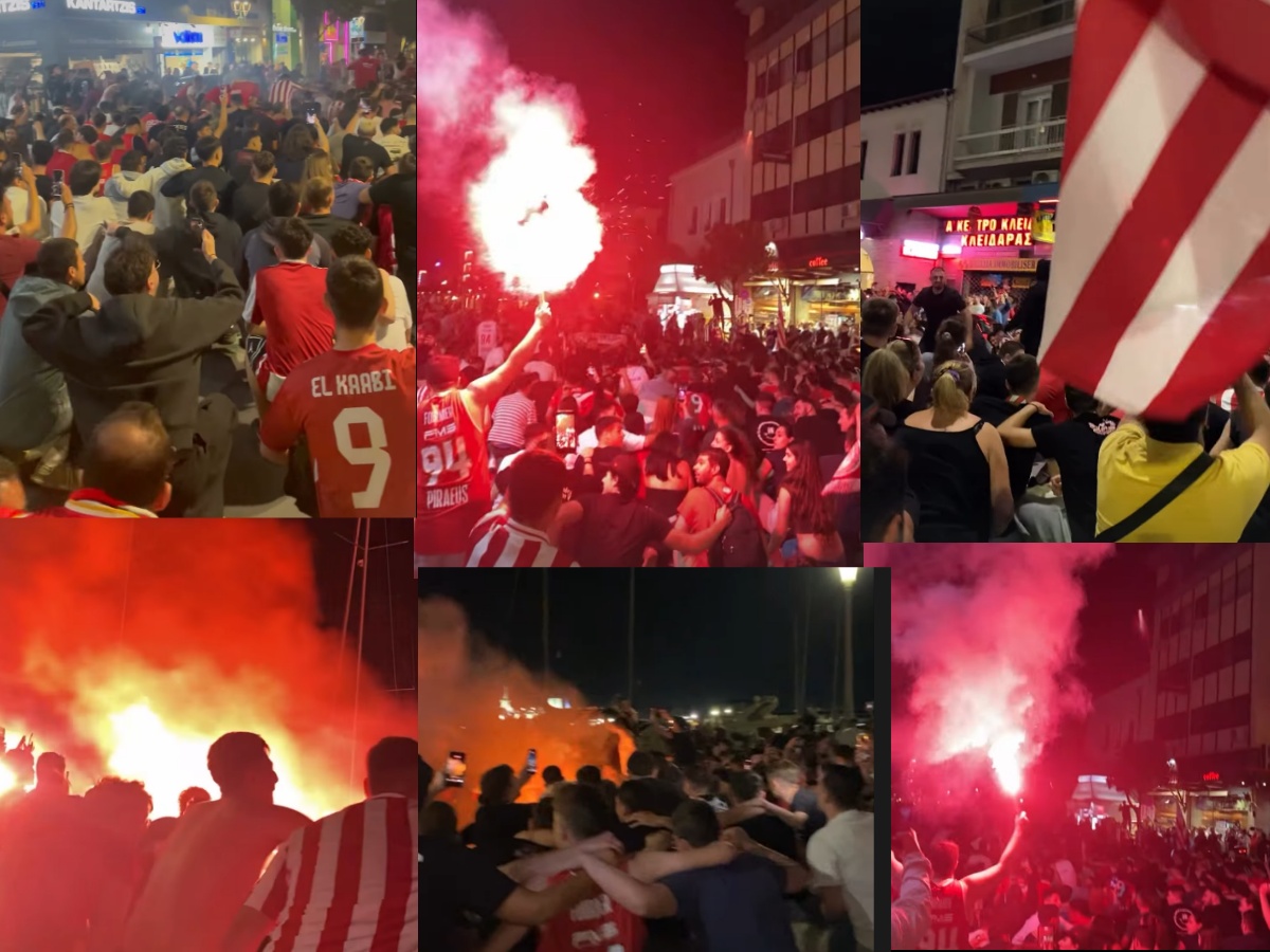 Πανηγυρισμοί στην παραλία και στο κέντρο του Βόλου από οπαδούς του Ολυμπιακού για το 4ο ευρωπαϊκό στο μπάσκετ (pics & vid)