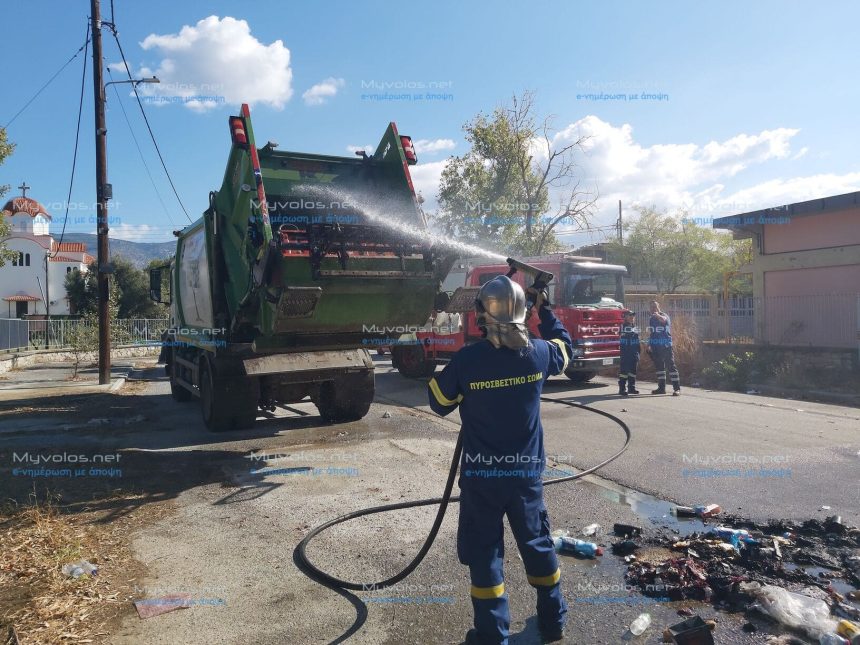 Φωτιά σε απορριμματοφόρο στον Βόλο, πίσω από τον ΟΑΕΔ, μετά το άδειασμα κάδου που περιείχε κάρβουνα – Λαχτάρισαν οδηγός και πλήρωμα αλλά αντέδρασαν άμεσα (pics & vid)