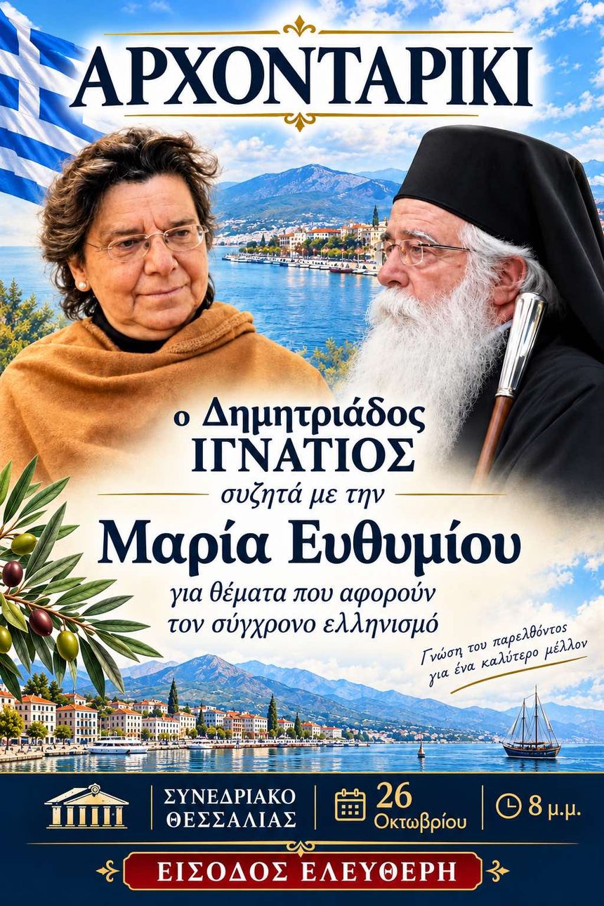 «Αρχονταρίκι» με την ιστορικό Μαρία Ευθυμίου – Ανοικτή εκδήλωση στο Συνεδριακό Κέντρο της Μητρόπολης στα Μελισσάτικα